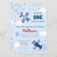 Niedliche Flugzeuge Sterne Wolken ersten Geburtsta