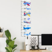 Niedliche Flugzeugwachstumstabelle Poster (Heimbüro)