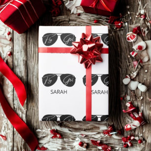 Niedliche Fly Girl Black Aviator Sonnenbrille, kun Geschenkpapier