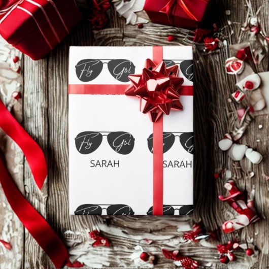 Niedliche Fly Girl Black Aviator Sonnenbrille, kun Geschenkpapier