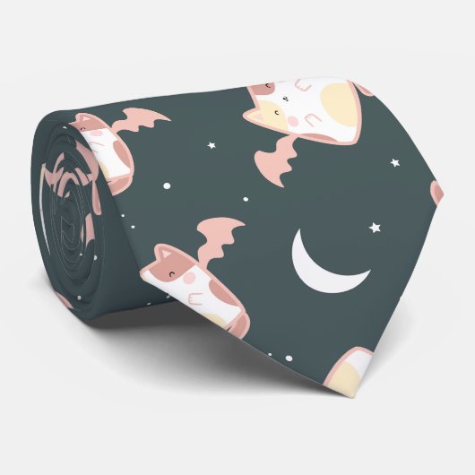 Niedliche Flying Cats im blauen Hintergrund Krawatte (Gerollt)