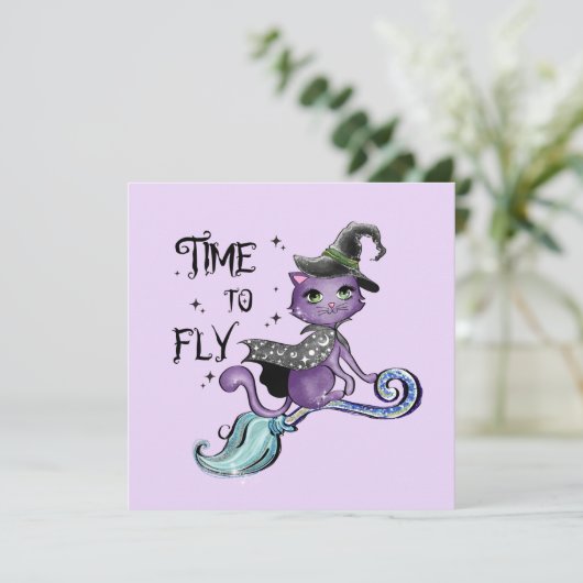 Niedliche Flying Hexenkatze | Zeit zum Fliegen (Stehend Vorderseite)