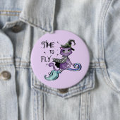 Niedliche Flying Hexenkatze | Zeit zum Fliegen Button (Beispiel)