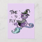 Niedliche Flying Hexenkatze | Zeit zum Fliegen Postkarte (Vorderseite)