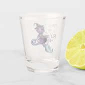Niedliche Flying Hexenkatze | Zeit zum Fliegen Schnapsglas (Rückseite)