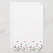 Niedliche Folk Art Bees Daisies Butterfells Briefpapier (Vorne/Hinten)