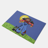 Niedliche Folk Art Blue Jeans Scarecrow Crows Hall Fußmatte (Schrägansicht)