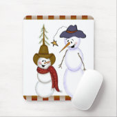 Niedliche Folk Art Cowboy Snowman Mousepad (Mit Mouse)