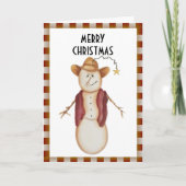 Niedliche Folk Art Cowboy Snowman Weihnachten (Vorderseite)