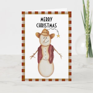 Niedliche Folk Art Cowboy Snowman Weihnachten