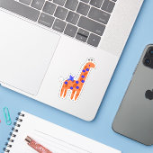 Niedliche Folk Art Giraffe Bird Orange Blue Laptop Aufkleber (Laptop mit iPhone)