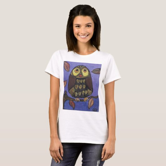 Niedliche Folk Art Owl Bird Malerei T-Shirt (Vorne ganz)