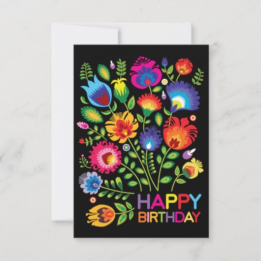Niedliche Folklore Happy Birthday Card Dankeskarte (Vorderseite)