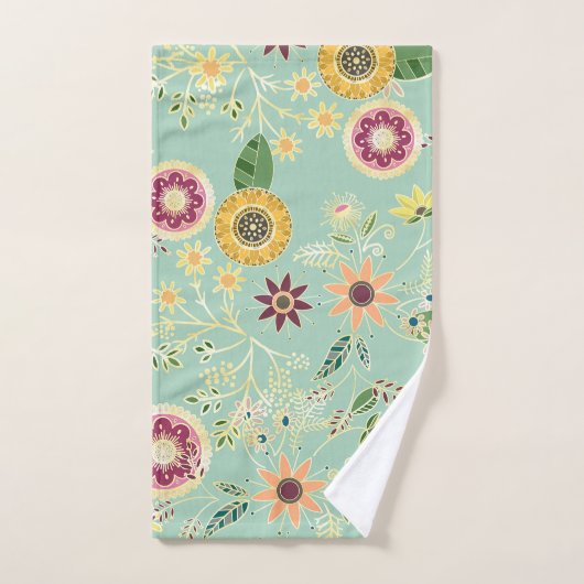 Niedliche Folklorefarben Original Goldenes Design Badhandtuch Set (Handtuch)