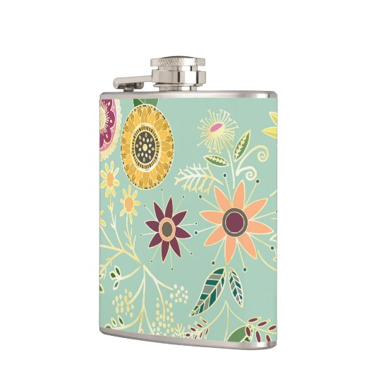 Niedliche Folklorefarben Original Goldenes Design Flachmann (Links)