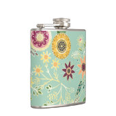 Niedliche Folklorefarben Original Goldenes Design Flachmann (Rechts)