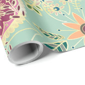 Niedliche Folklorefarben Original Goldenes Design Geschenkpapier (Rolleneckpunkt)