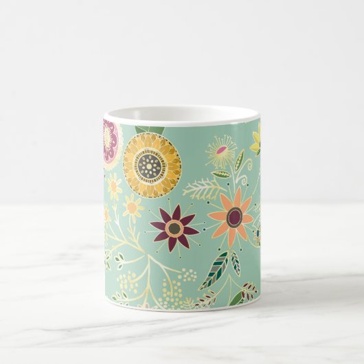 Niedliche Folklorefarben Original Goldenes Design Kaffeetasse (Mittel)