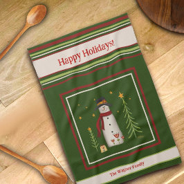 Niedliche Folkloregruppe Snowman Personalisiert We Geschirrtuch