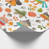 Niedliche Folksy Woodland Tiere Geschenkpapier (Ecke)