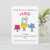 Niedliche Formen Erste Geburtstagsfeier Einladung (Stehend Vorderseite)