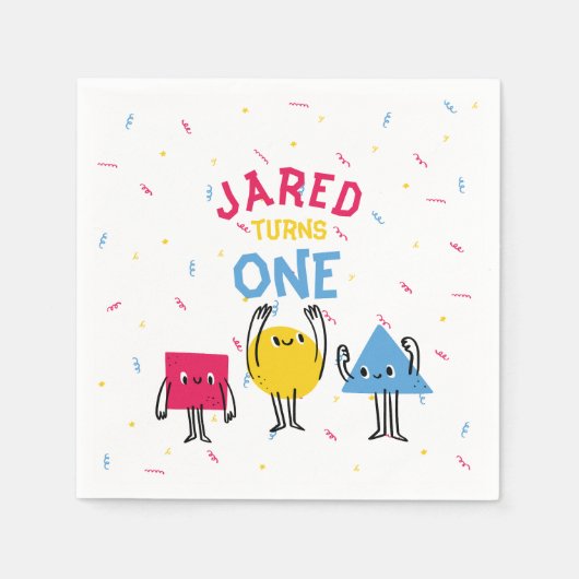Niedliche Formen Erste Geburtstagsfeier Serviette (Vorderseite)