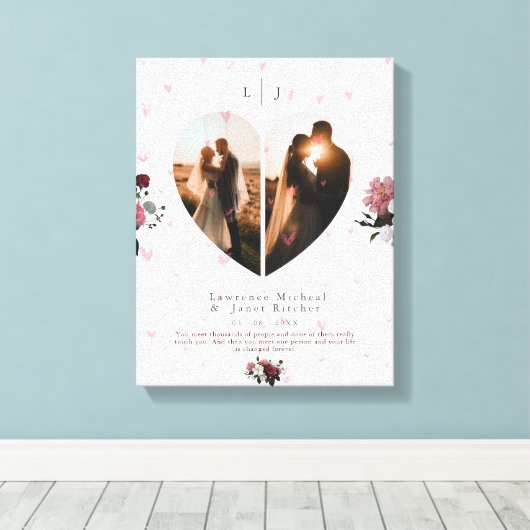 Niedliche Foto-Collage in Weißherz-Form für Paar Leinwanddruck (Insitu (Holzboden))