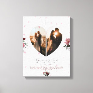 Niedliche Foto-Collage in Weißherz-Form für Paar Leinwanddruck