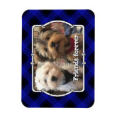 Niedliche Foto Frame Pets Blau und Schwarz Kariert Magnet (Vertikal)