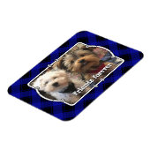 Niedliche Foto Frame Pets Blau und Schwarz Kariert Magnet (Linke Seite)