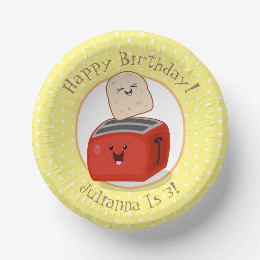 Niedliche Foto-Illustration zum Toaster Cartoon Pappteller (Vorderseite)
