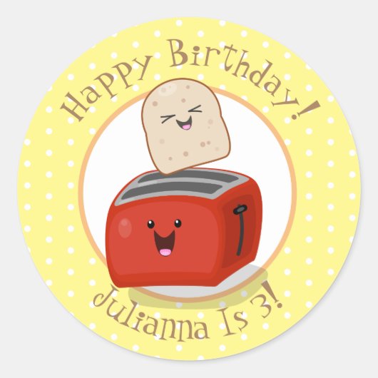 Niedliche Foto-Illustration zum Toaster Cartoon Runder Aufkleber (Vorderseite)