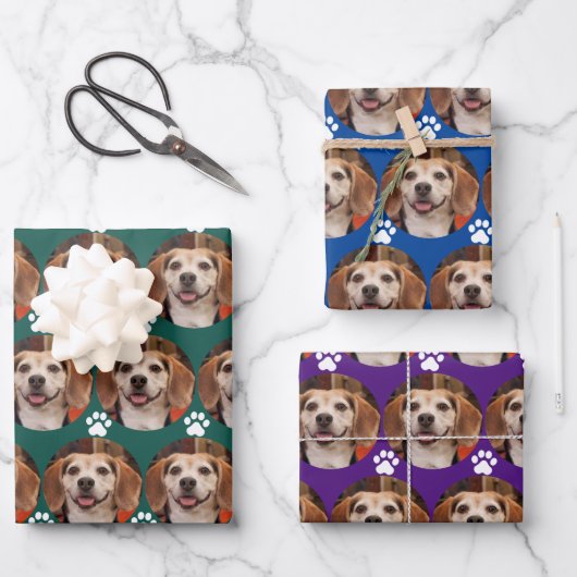 Niedliche Foto- und Paw-Druckfarben Geschenkpapier Set (Vorderseite)