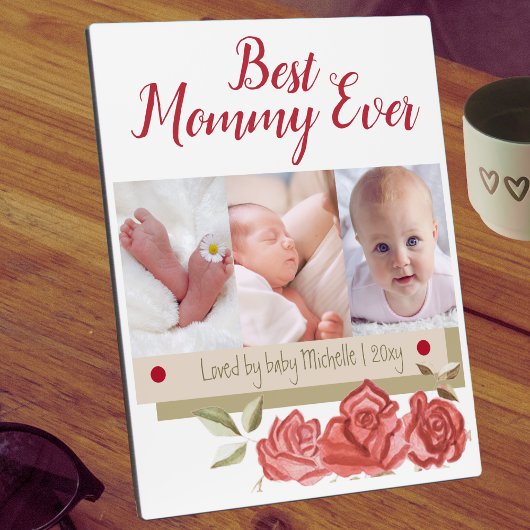 Niedliche FotoCollage Beste Mama je erster Müttert Fotoplatte