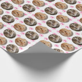 Niedliche Fotocollage Pink Paw Prints Geschenkpapier (Ecke)