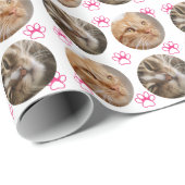 Niedliche Fotocollage Pink Paw Prints Geschenkpapier (Rolleneckpunkt)