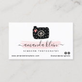 Niedliche Fotograf-Kamera Schwarz & Rosa Ernennung Visitenkarte (Vorderseite)