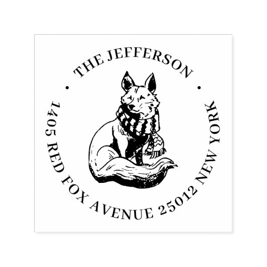 Niedliche Fox Animal Cartoon Individuelle Name Rüc Permastempel (Design)