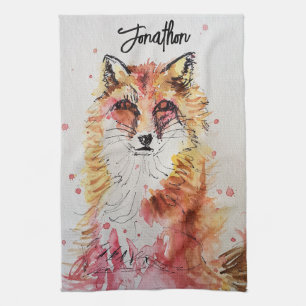 Niedliche Fox Animal Watercolor Pastellfarben Geschirrtuch