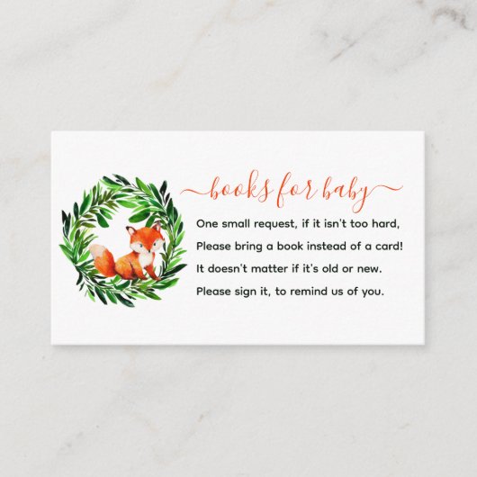 Niedliche Fox-Bücher für die Babydusche Begleitkarte (Vorderseite)