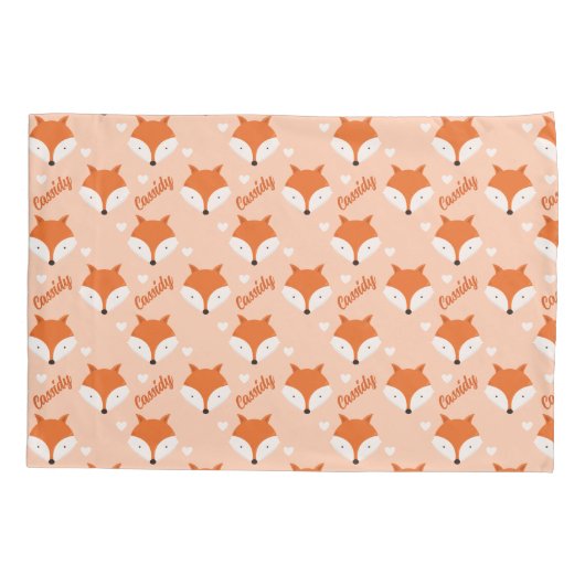 Niedliche Fox-Face-Kids Name Monogramm Tier Kissenbezug (Rückseite)