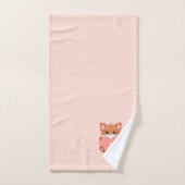 Niedliche Fox & Monogramm auf hellkornrosa Badhandtuch Set (Handtuch)