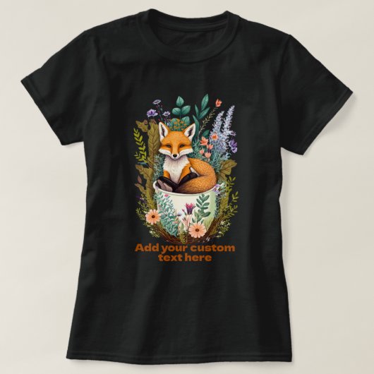 Niedliche Fox Sitting Cup Wildblume, Fox Liebhaber T-Shirt (Design vorne)