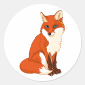 Niedliche Fox-Sitting-Sticker Runder Aufkleber (Vorderseite)