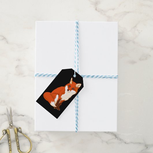 Niedliche Fox-Sitting-Tags Geschenkanhänger