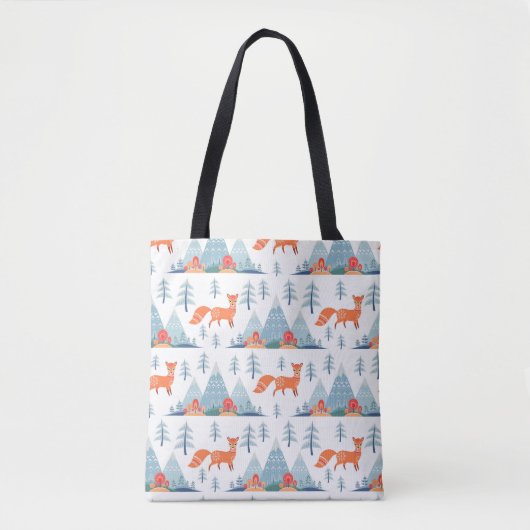 Niedliche Fox- und Gebirgsmuster-Illustration Tasche (Vorderseite)