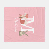 Niedliche Fox- und Kaninchenwaldtiere, rosa Fleecedecke (Vorderseite (Horizontal))