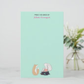 Niedliche Fox- und Rabbit-Waldkreaturen Zeichnend Briefpapier (Stehend Vorderseite)