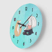 Niedliche Fox- und Rabbit-Waldkreaturen Zeichnend Große Wanduhr (Winkel)