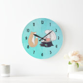 Niedliche Fox- und Rabbit-Waldkreaturen Zeichnend Große Wanduhr (Zuhause)